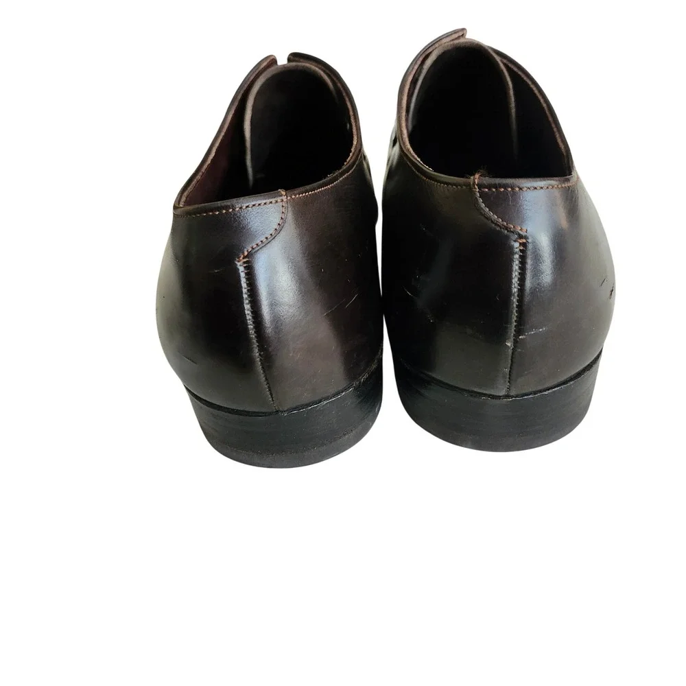 Vtg Bally Switzerland Wing Black Leather Apron Toe Derby Shoes Mens 9.5 Oxford
